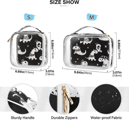Clear Makeup Bag Approved Clear Travel Toiletry Bag with Zipper Waterproof Organizer Bags Transparent Cosmetic Pouch Traveling 2Pack Tile Color - Colors C