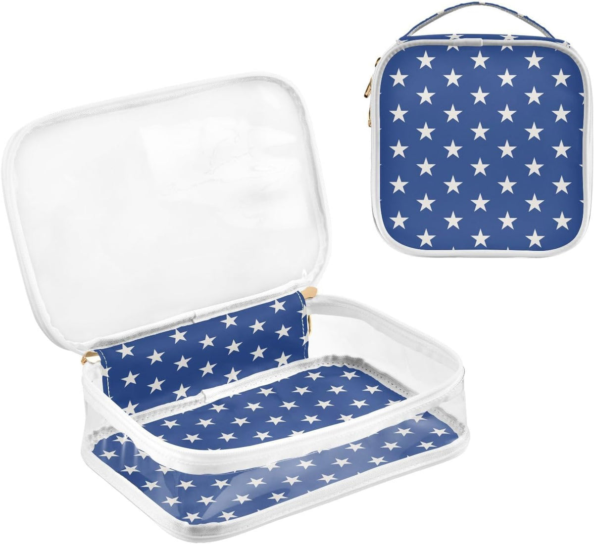 Clear Makeup Bag Approved Clear Travel Toiletry Bag with Zipper Waterproof Organizer Bags Transparent Cosmetic Pouch Traveling 2Pack Tile Color - Colors C
