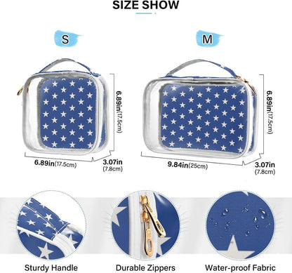 Clear Makeup Bag Approved Clear Travel Toiletry Bag with Zipper Waterproof Organizer Bags Transparent Cosmetic Pouch Traveling 2Pack Tile Color - Colors C