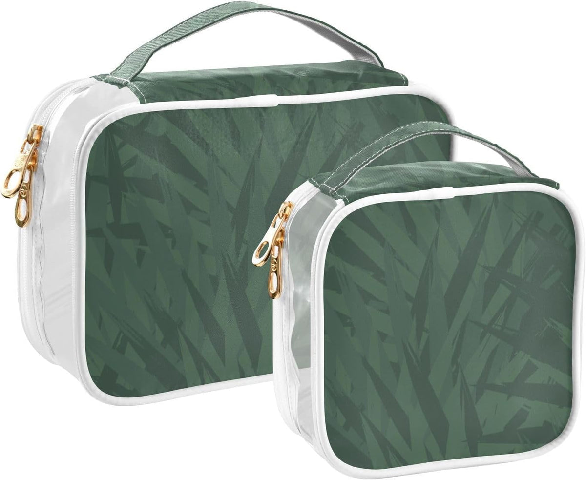 Clear Makeup Bag Approved Clear Travel Toiletry Bag with Zipper Waterproof Organizer Bags Transparent Cosmetic Pouch Traveling 2Pack Tile Color - Colors C
