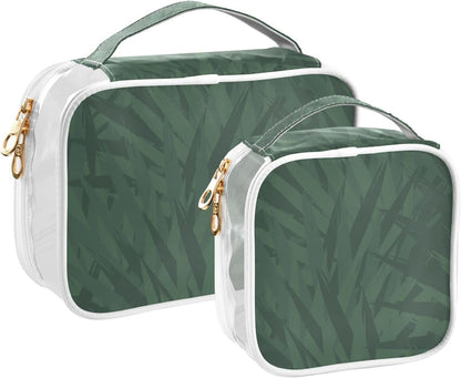 Clear Makeup Bag Approved Clear Travel Toiletry Bag with Zipper Waterproof Organizer Bags Transparent Cosmetic Pouch Traveling 2Pack Tile Color - Colors C