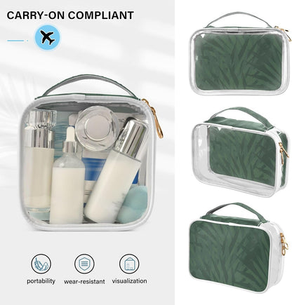 Clear Makeup Bag Approved Clear Travel Toiletry Bag with Zipper Waterproof Organizer Bags Transparent Cosmetic Pouch Traveling 2Pack Tile Color - Colors C