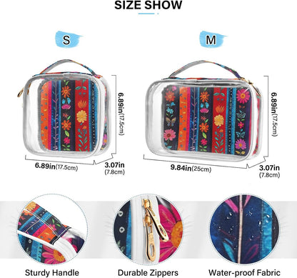 Clear Makeup Bag Approved Clear Travel Toiletry Bag with Zipper Waterproof Organizer Bags Transparent Cosmetic Pouch Traveling 2Pack Tile Color - Colors C