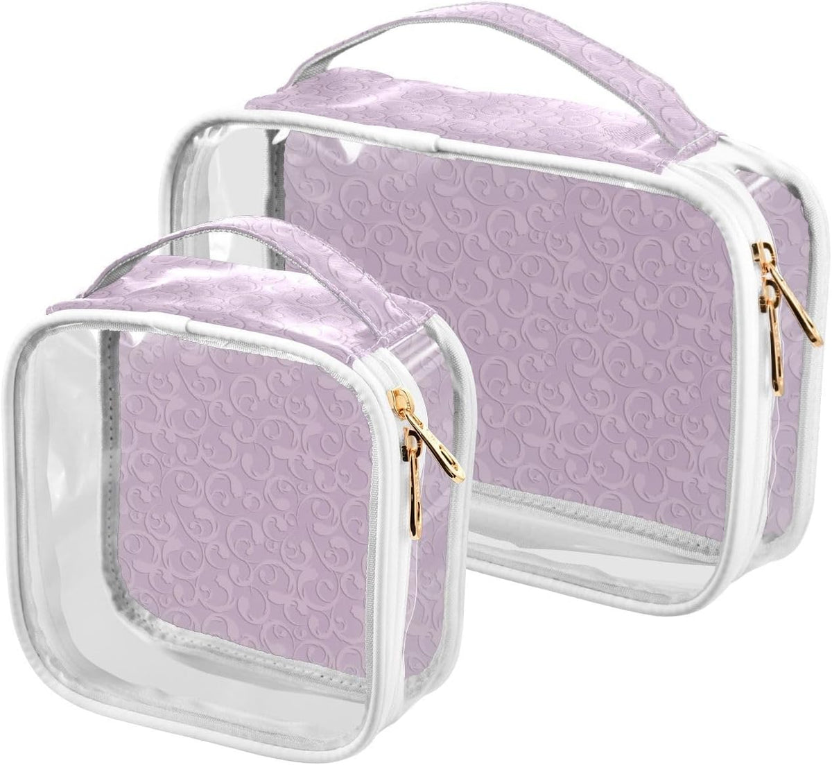 Clear Makeup Bag Approved Clear Travel Toiletry Bag with Zipper Waterproof Organizer Bags Transparent Cosmetic Pouch Traveling 2Pack Tile Color - Colors C