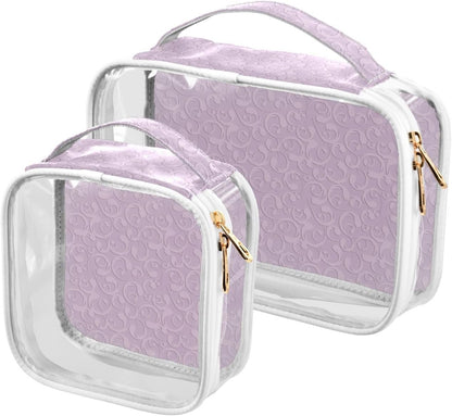 Clear Makeup Bag Approved Clear Travel Toiletry Bag with Zipper Waterproof Organizer Bags Transparent Cosmetic Pouch Traveling 2Pack Tile Color - Colors C