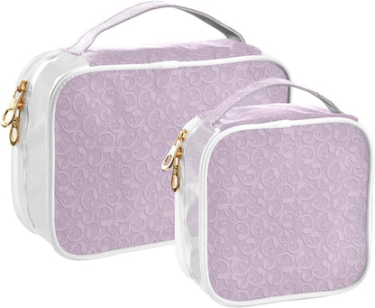 Clear Makeup Bag Approved Clear Travel Toiletry Bag with Zipper Waterproof Organizer Bags Transparent Cosmetic Pouch Traveling 2Pack Tile Color - Colors C