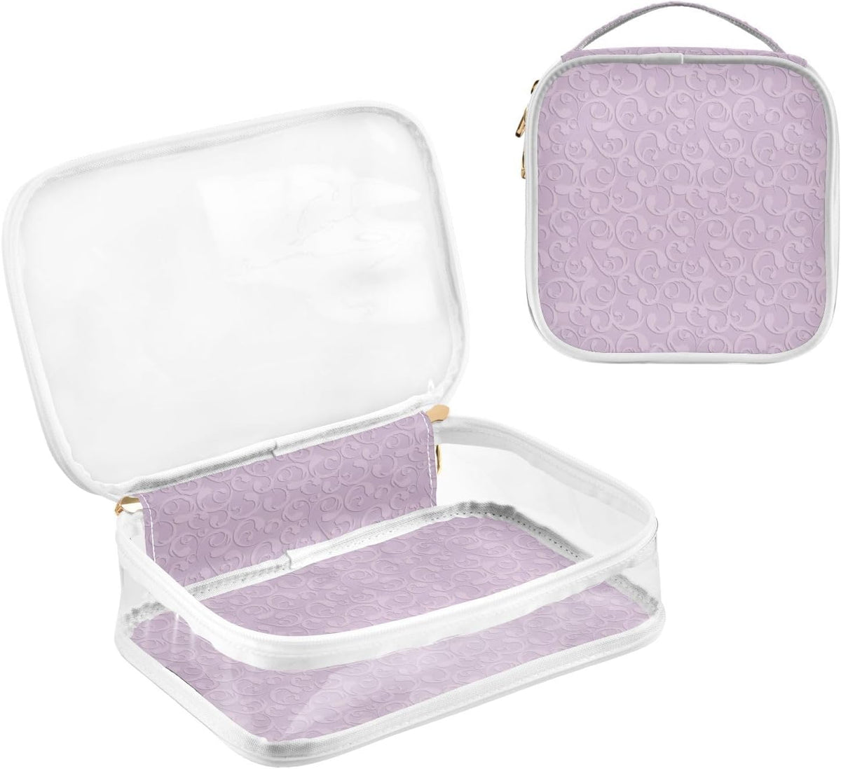 Clear Makeup Bag Approved Clear Travel Toiletry Bag with Zipper Waterproof Organizer Bags Transparent Cosmetic Pouch Traveling 2Pack Tile Color - Colors C