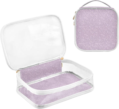 Clear Makeup Bag Approved Clear Travel Toiletry Bag with Zipper Waterproof Organizer Bags Transparent Cosmetic Pouch Traveling 2Pack Tile Color - Colors C
