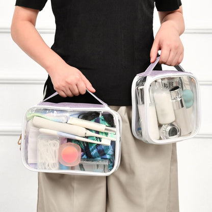 Clear Makeup Bag Approved Clear Travel Toiletry Bag with Zipper Waterproof Organizer Bags Transparent Cosmetic Pouch Traveling 2Pack Tile Color - Colors C