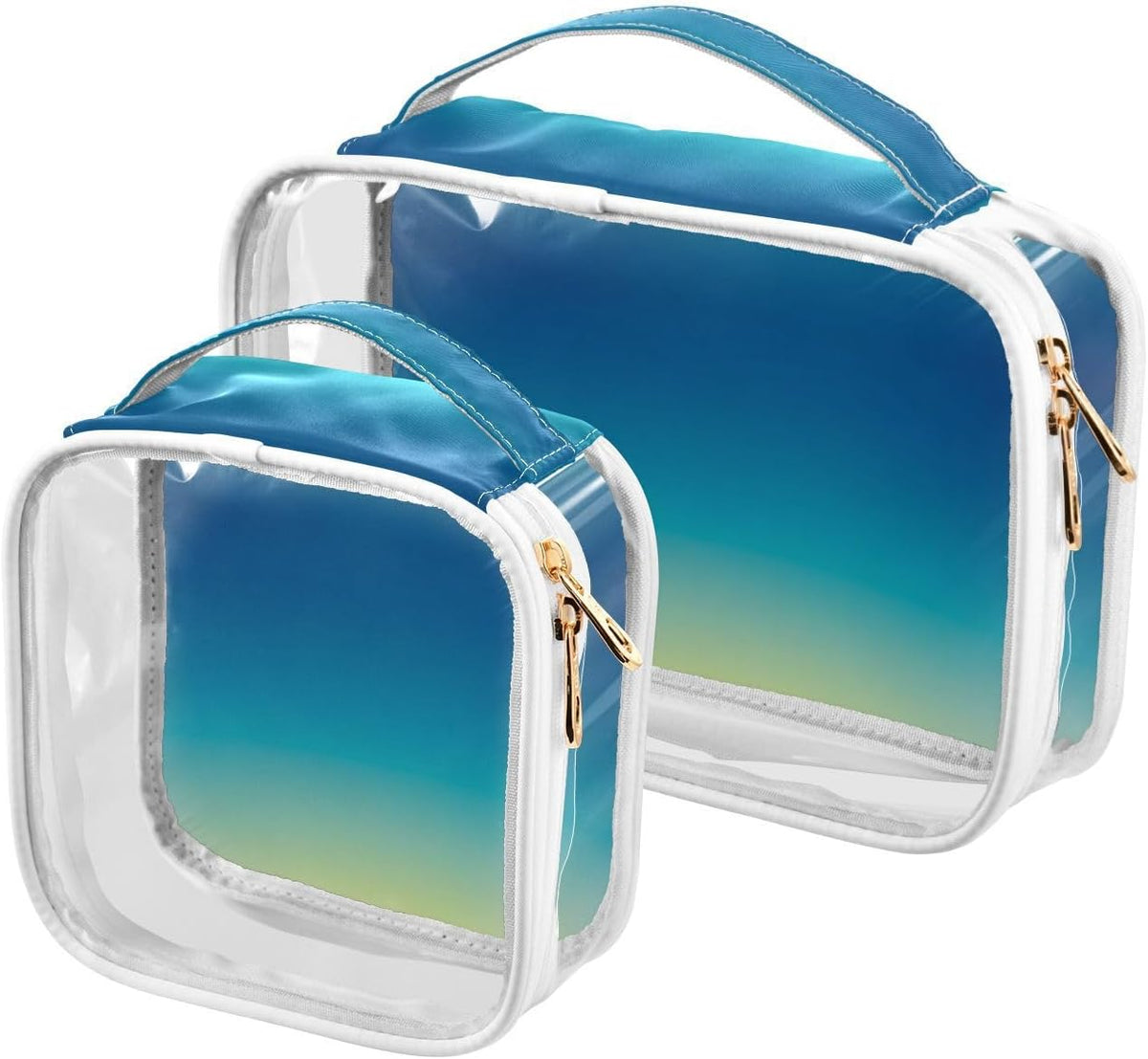 Clear Makeup Bag Approved Clear Travel Toiletry Bag with Zipper Waterproof Organizer Bags Transparent Cosmetic Pouch Traveling 2Pack Tile Color - Colors C