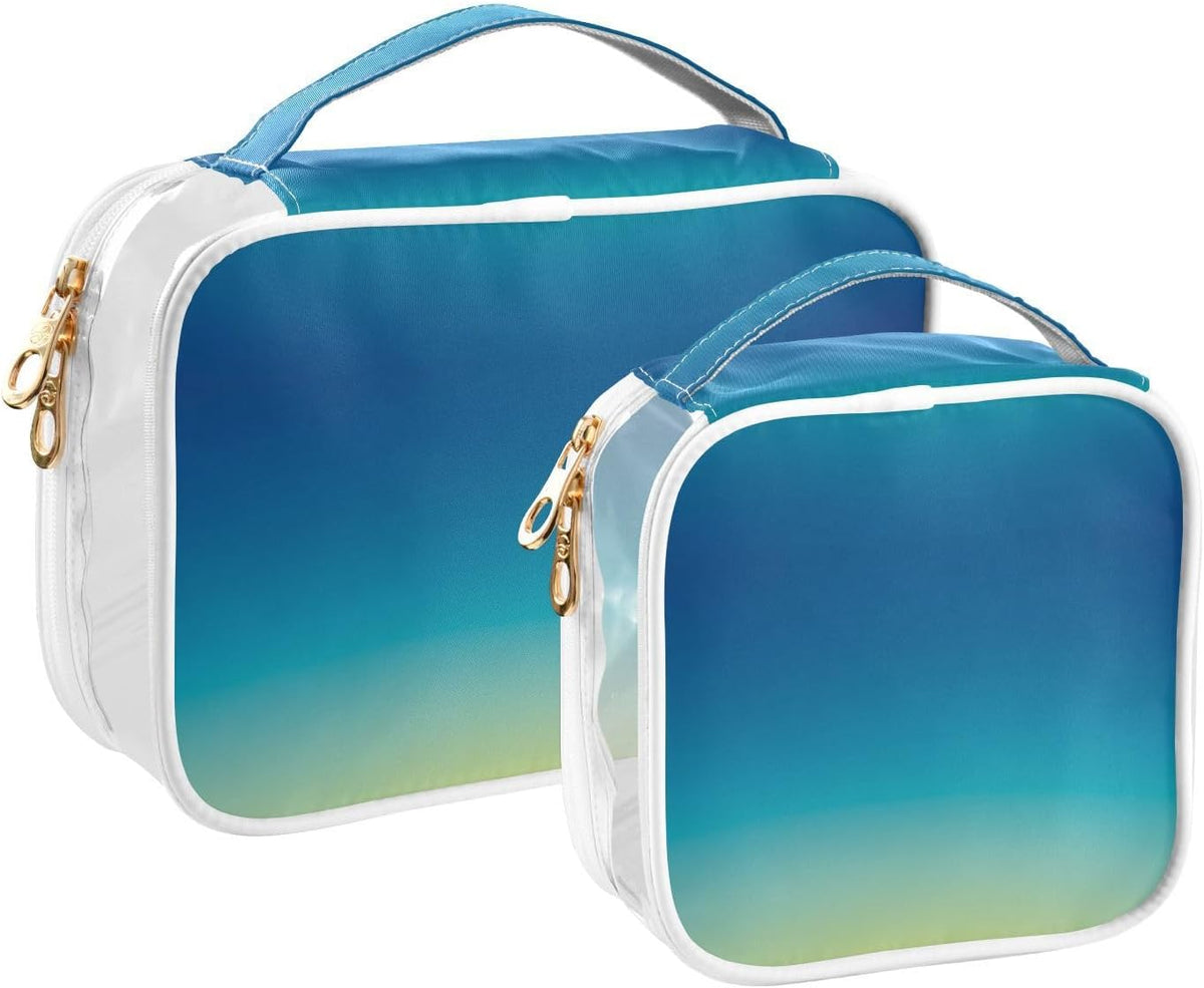 Clear Makeup Bag Approved Clear Travel Toiletry Bag with Zipper Waterproof Organizer Bags Transparent Cosmetic Pouch Traveling 2Pack Tile Color - Colors C