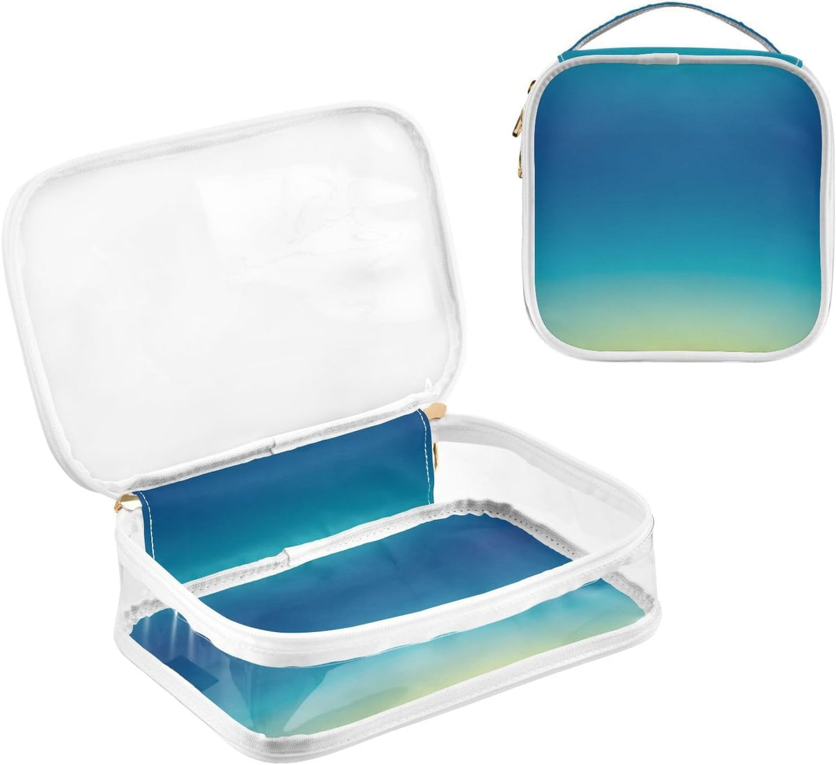 Clear Makeup Bag Approved Clear Travel Toiletry Bag with Zipper Waterproof Organizer Bags Transparent Cosmetic Pouch Traveling 2Pack Tile Color - Colors C