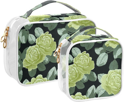 Clear Makeup Bag Approved Clear Travel Toiletry Bag with Zipper Waterproof Organizer Bags Transparent Cosmetic Pouch Traveling 2Pack Tile Color - Colors C