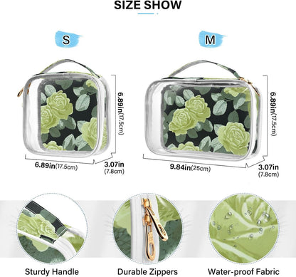 Clear Makeup Bag Approved Clear Travel Toiletry Bag with Zipper Waterproof Organizer Bags Transparent Cosmetic Pouch Traveling 2Pack Tile Color - Colors C