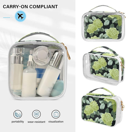 Clear Makeup Bag Approved Clear Travel Toiletry Bag with Zipper Waterproof Organizer Bags Transparent Cosmetic Pouch Traveling 2Pack Tile Color - Colors C