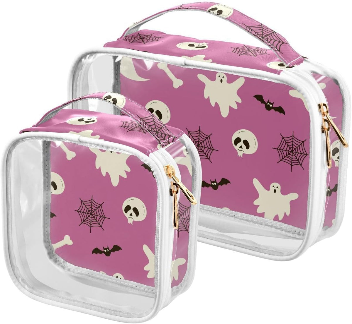 Clear Makeup Bag Approved Clear Travel Toiletry Bag with Zipper Waterproof Organizer Bags Transparent Cosmetic Pouch Traveling 2Pack Tile Color - Colors C