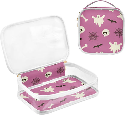 Clear Makeup Bag Approved Clear Travel Toiletry Bag with Zipper Waterproof Organizer Bags Transparent Cosmetic Pouch Traveling 2Pack Tile Color - Colors C