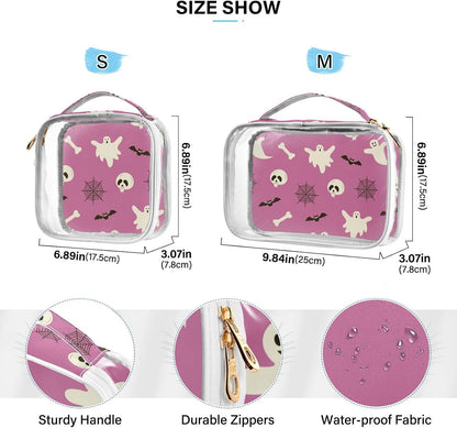 Clear Makeup Bag Approved Clear Travel Toiletry Bag with Zipper Waterproof Organizer Bags Transparent Cosmetic Pouch Traveling 2Pack Tile Color - Colors C