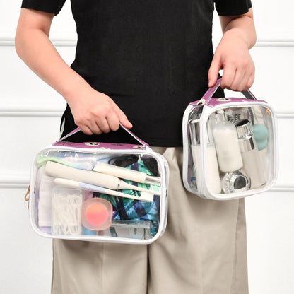 Clear Makeup Bag Approved Clear Travel Toiletry Bag with Zipper Waterproof Organizer Bags Transparent Cosmetic Pouch Traveling 2Pack Tile Color - Colors C
