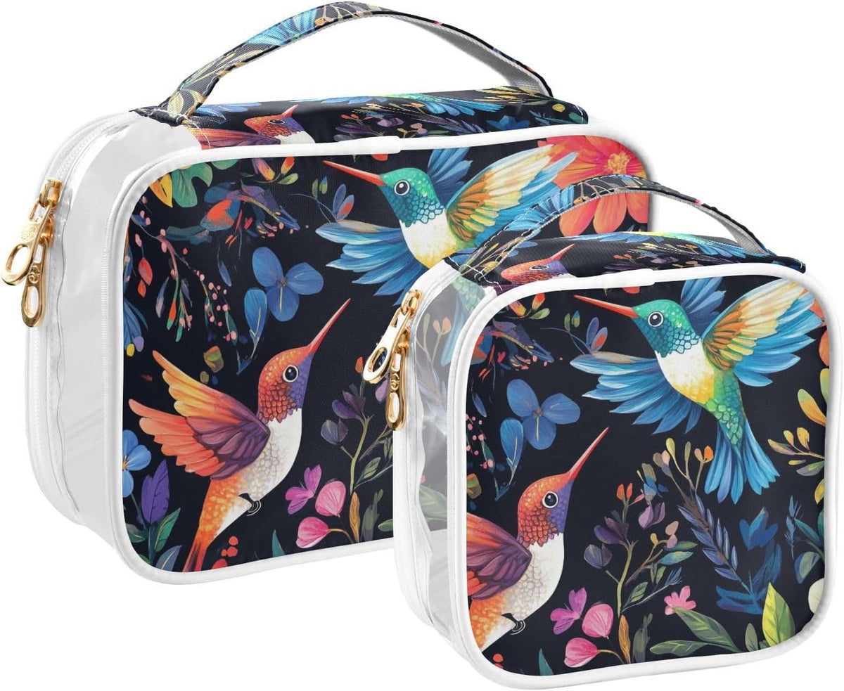 Clear Makeup Bag Approved Clear Travel Toiletry Bag with Zipper Waterproof Organizer Bags Transparent Cosmetic Pouch Traveling 2Pack Tile Color - Colors C