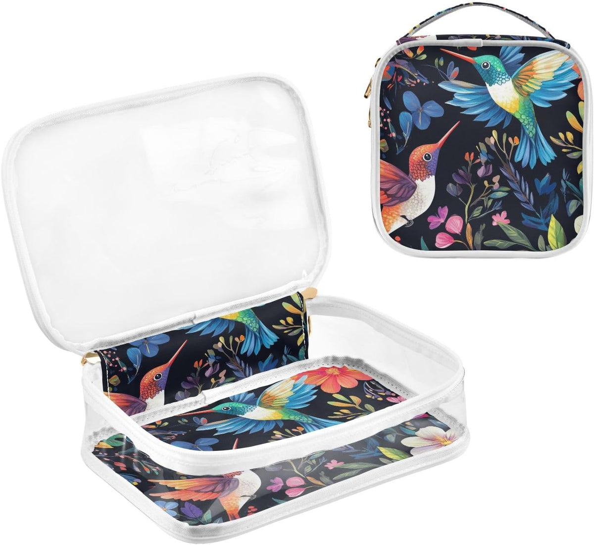 Clear Makeup Bag Approved Clear Travel Toiletry Bag with Zipper Waterproof Organizer Bags Transparent Cosmetic Pouch Traveling 2Pack Tile Color - Colors C