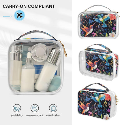 Clear Makeup Bag Approved Clear Travel Toiletry Bag with Zipper Waterproof Organizer Bags Transparent Cosmetic Pouch Traveling 2Pack Tile Color - Colors C