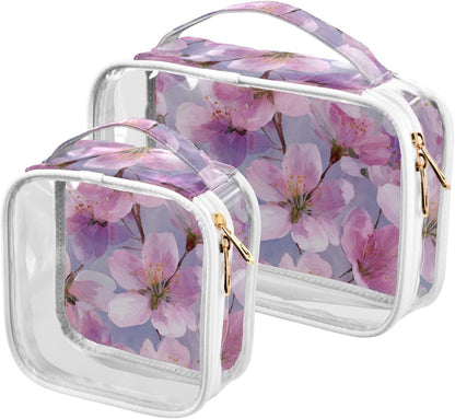 Clear Makeup Bag Approved Clear Travel Toiletry Bag with Zipper Waterproof Organizer Bags Transparent Cosmetic Pouch Traveling 2Pack Tile Color - Colors C