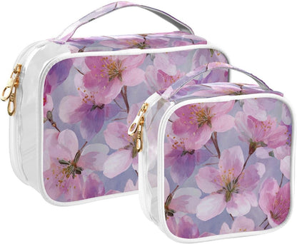Clear Makeup Bag Approved Clear Travel Toiletry Bag with Zipper Waterproof Organizer Bags Transparent Cosmetic Pouch Traveling 2Pack Tile Color - Colors C
