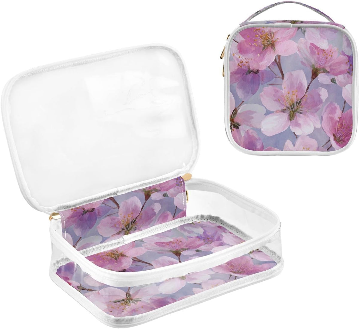 Clear Makeup Bag Approved Clear Travel Toiletry Bag with Zipper Waterproof Organizer Bags Transparent Cosmetic Pouch Traveling 2Pack Tile Color - Colors C