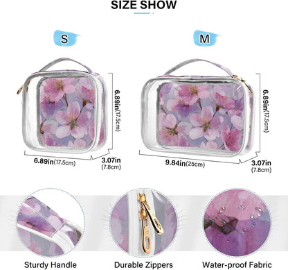 Clear Makeup Bag Approved Clear Travel Toiletry Bag with Zipper Waterproof Organizer Bags Transparent Cosmetic Pouch Traveling 2Pack Tile Color - Colors C