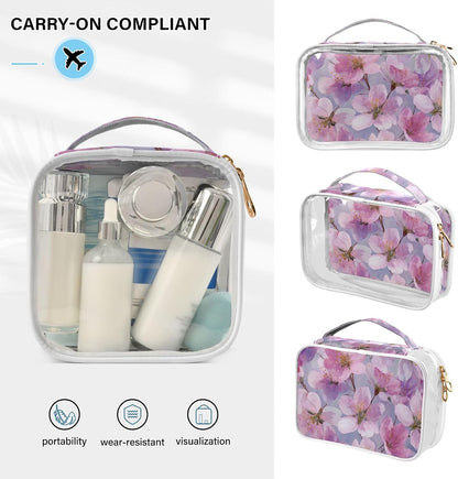 Clear Makeup Bag Approved Clear Travel Toiletry Bag with Zipper Waterproof Organizer Bags Transparent Cosmetic Pouch Traveling 2Pack Tile Color - Colors C