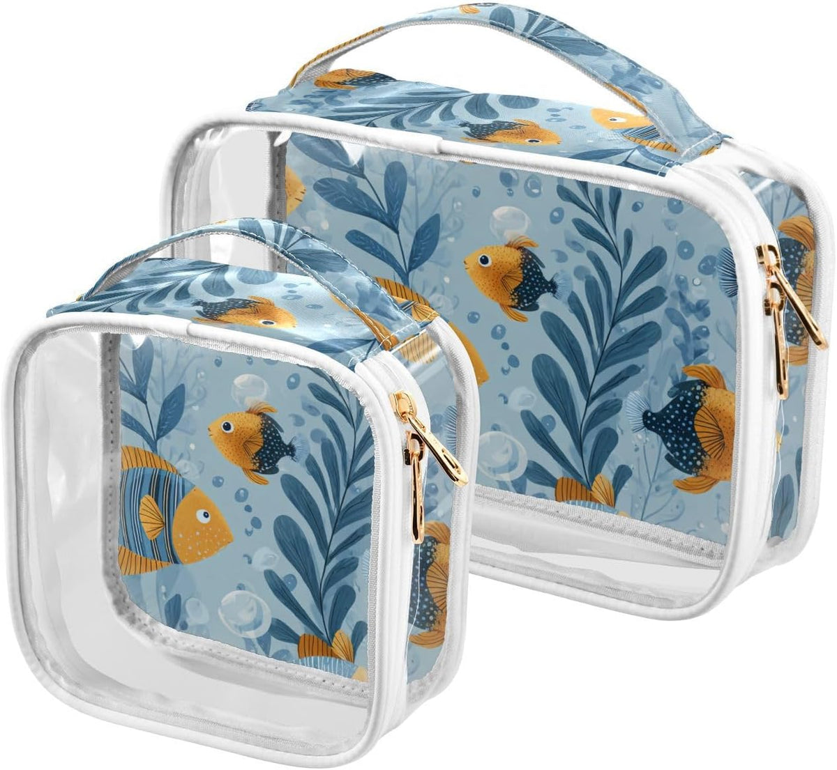 Clear Makeup Bag Approved Clear Travel Toiletry Bag with Zipper Waterproof Organizer Bags Transparent Cosmetic Pouch Traveling 2Pack Tile Color - Colors C
