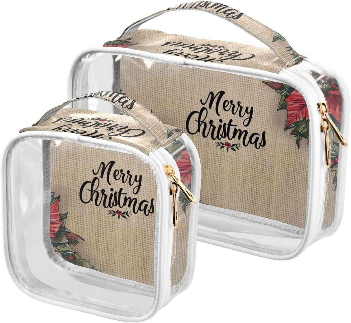 Clear Makeup Bag Approved Clear Travel Toiletry Bag with Zipper Waterproof Organizer Bags Transparent Cosmetic Pouch Traveling 2Pack Tile Color - Colors C