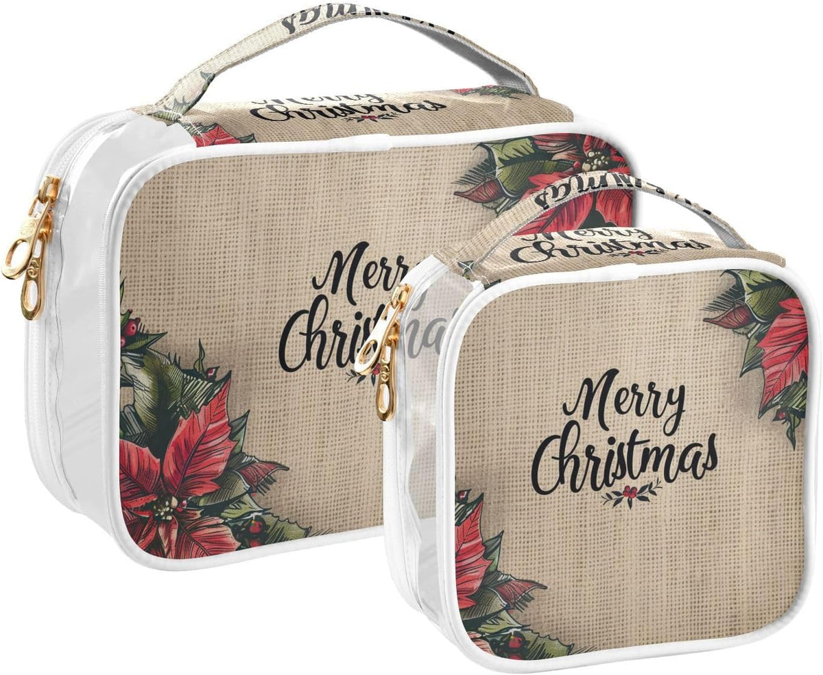 Clear Makeup Bag Approved Clear Travel Toiletry Bag with Zipper Waterproof Organizer Bags Transparent Cosmetic Pouch Traveling 2Pack Tile Color - Colors C