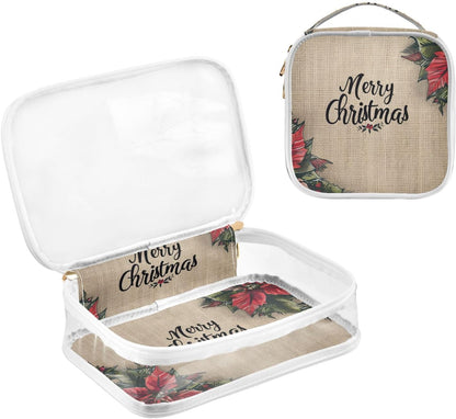 Clear Makeup Bag Approved Clear Travel Toiletry Bag with Zipper Waterproof Organizer Bags Transparent Cosmetic Pouch Traveling 2Pack Tile Color - Colors C