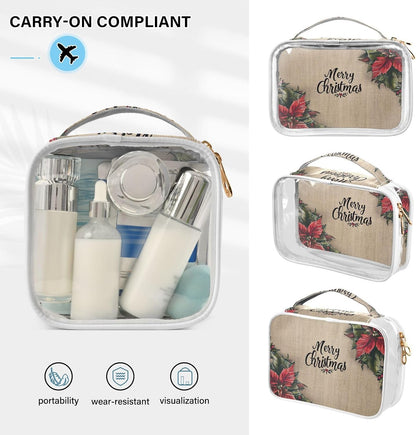 Clear Makeup Bag Approved Clear Travel Toiletry Bag with Zipper Waterproof Organizer Bags Transparent Cosmetic Pouch Traveling 2Pack Tile Color - Colors C