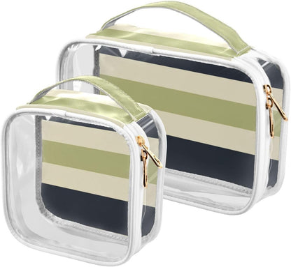 Clear Makeup Bag Approved Clear Travel Toiletry Bag with Zipper Waterproof Organizer Bags Transparent Cosmetic Pouch Traveling 2Pack Tile Color - Colors C