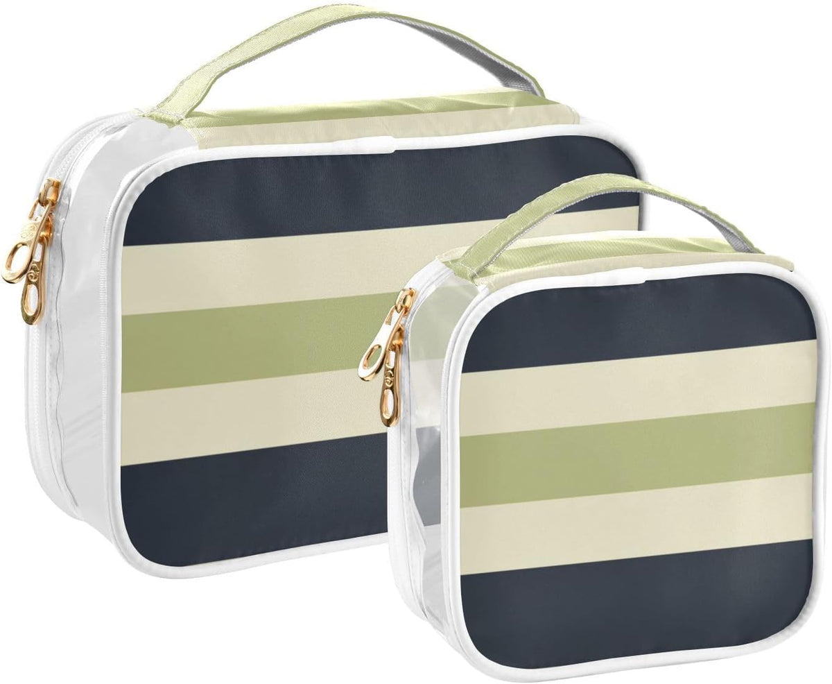 Clear Makeup Bag Approved Clear Travel Toiletry Bag with Zipper Waterproof Organizer Bags Transparent Cosmetic Pouch Traveling 2Pack Tile Color - Colors C