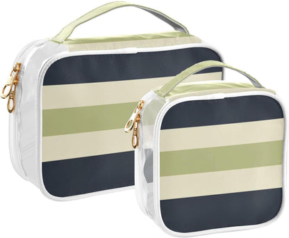 Clear Makeup Bag Approved Clear Travel Toiletry Bag with Zipper Waterproof Organizer Bags Transparent Cosmetic Pouch Traveling 2Pack Tile Color - Colors C