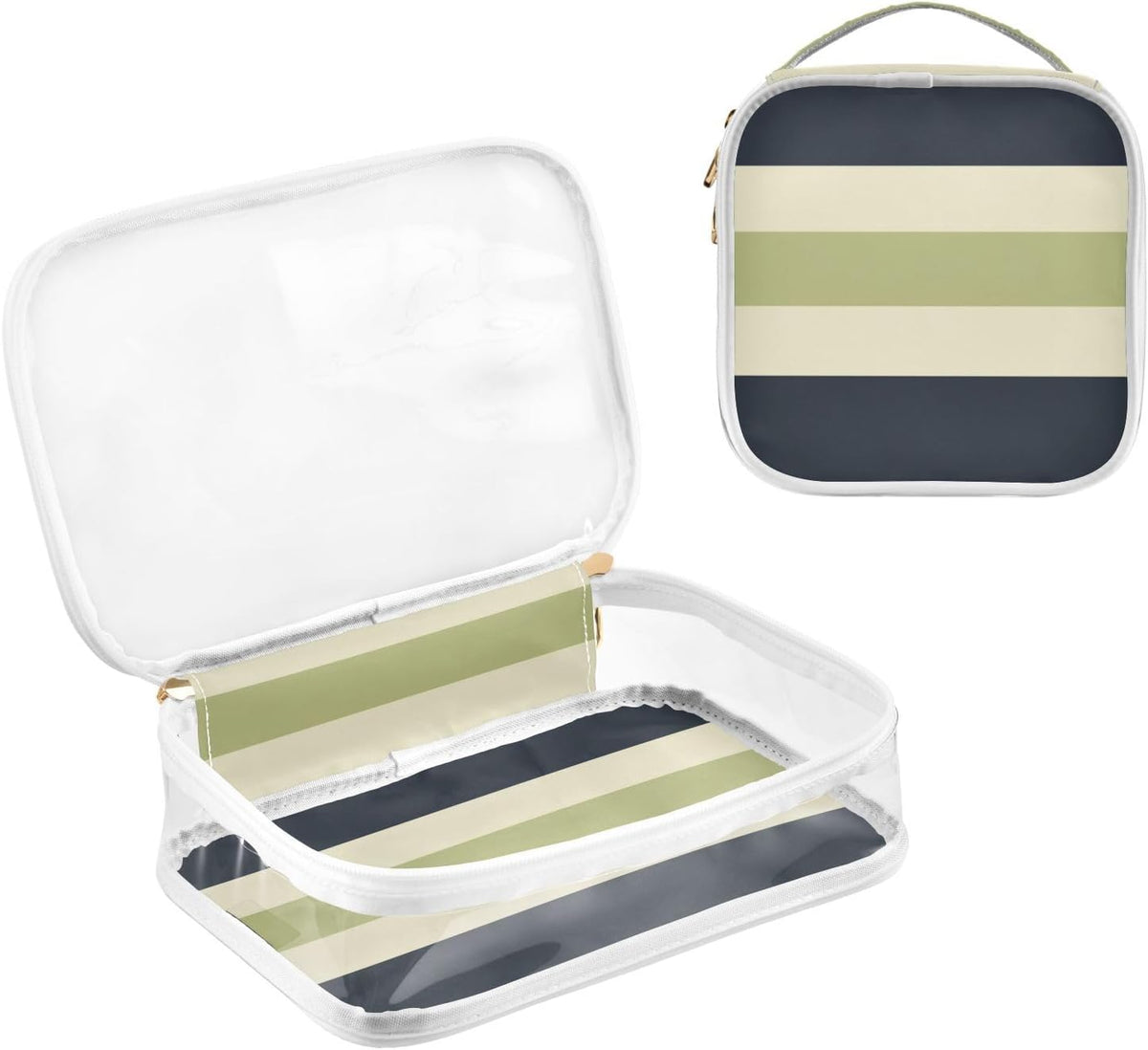 Clear Makeup Bag Approved Clear Travel Toiletry Bag with Zipper Waterproof Organizer Bags Transparent Cosmetic Pouch Traveling 2Pack Tile Color - Colors C