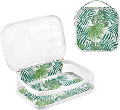 Clear Makeup Bag Approved Clear Travel Toiletry Bag with Zipper Waterproof Organizer Bags Transparent Cosmetic Pouch Traveling 2Pack Tile Color - Colors C