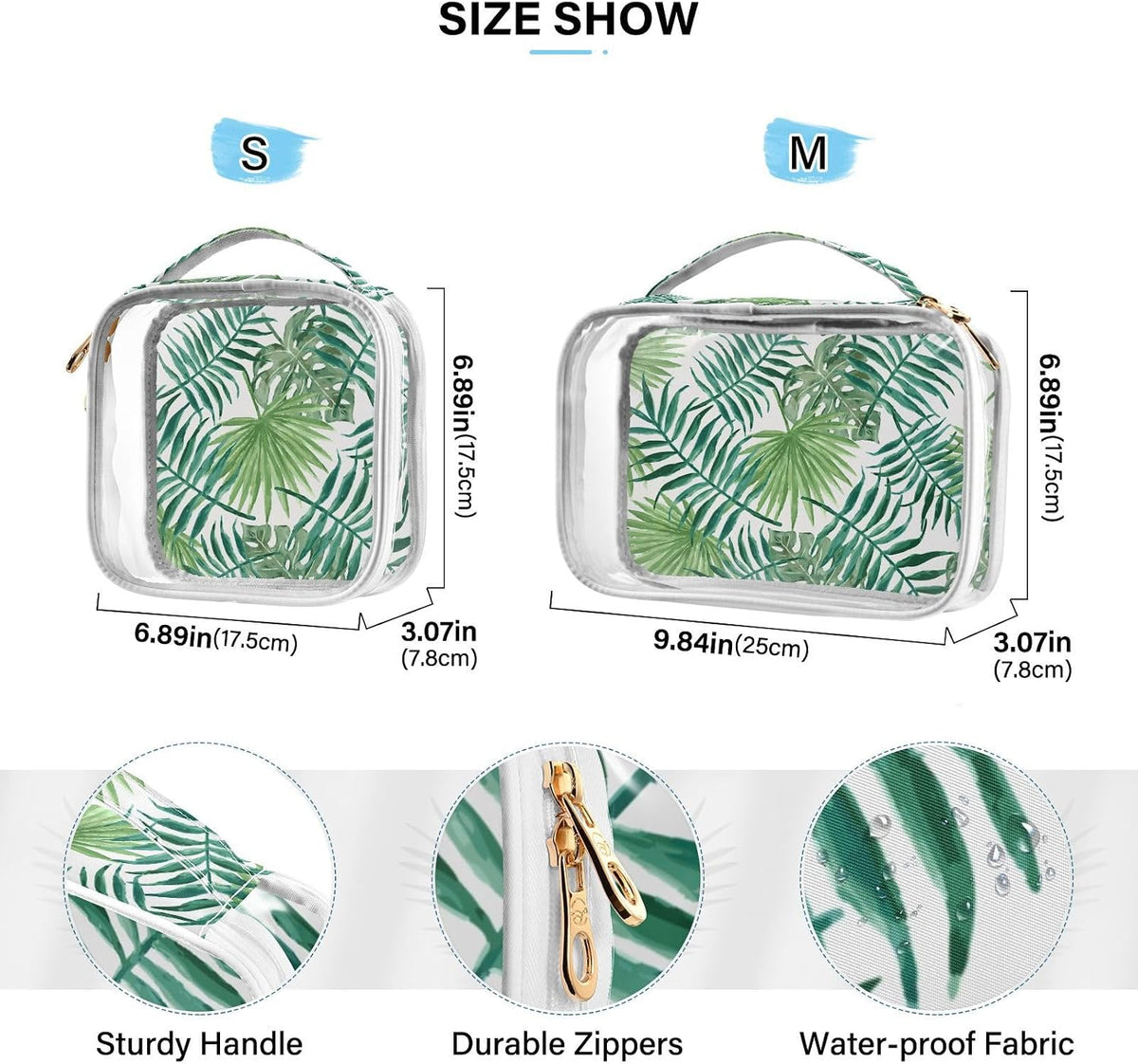 Clear Makeup Bag Approved Clear Travel Toiletry Bag with Zipper Waterproof Organizer Bags Transparent Cosmetic Pouch Traveling 2Pack Tile Color - Colors C