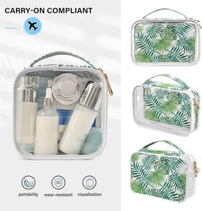 Clear Makeup Bag Approved Clear Travel Toiletry Bag with Zipper Waterproof Organizer Bags Transparent Cosmetic Pouch Traveling 2Pack Tile Color - Colors C