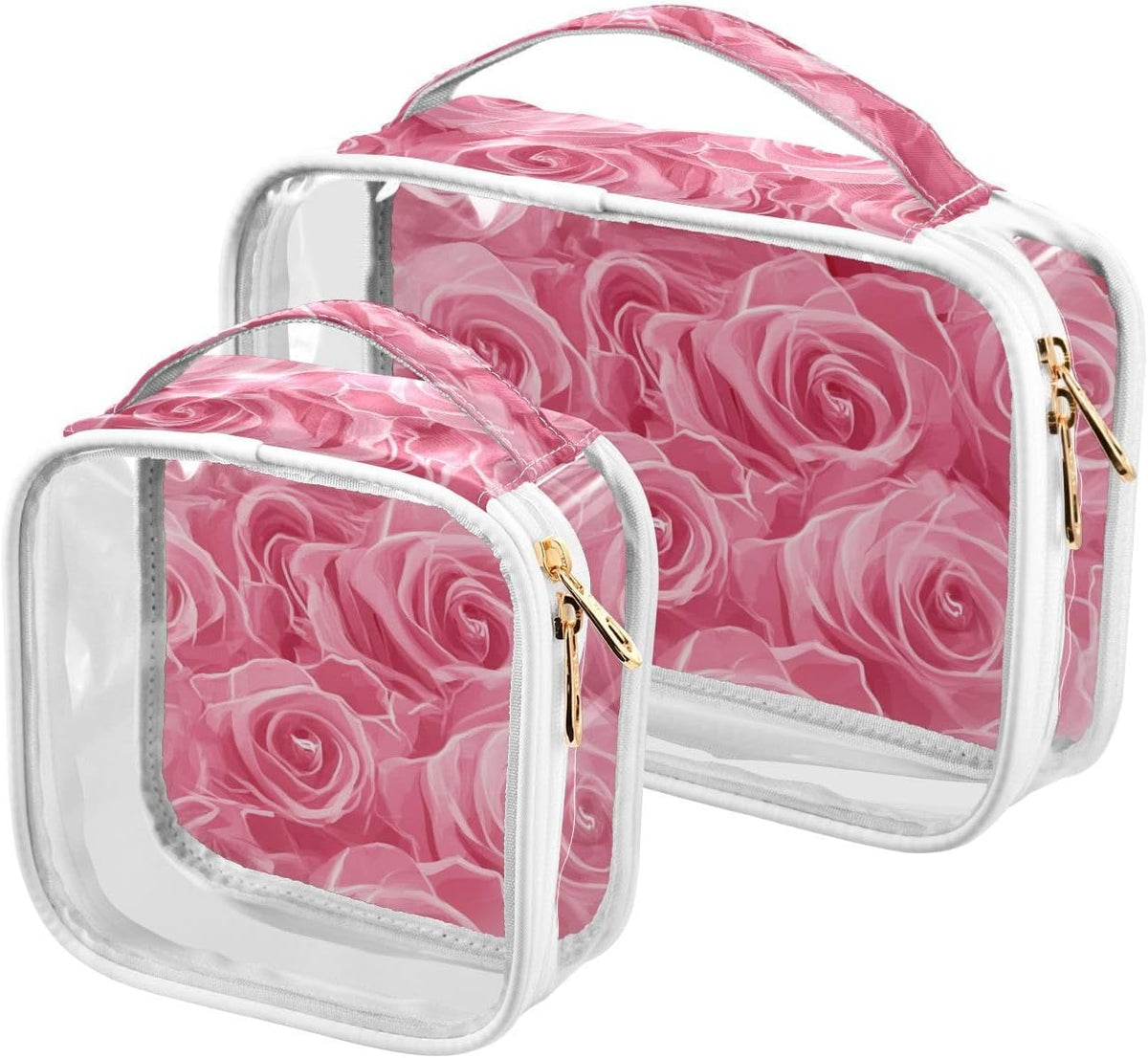 Clear Makeup Bag Approved Clear Travel Toiletry Bag with Zipper Waterproof Organizer Bags Transparent Cosmetic Pouch Traveling 2Pack Tile Color - Colors C