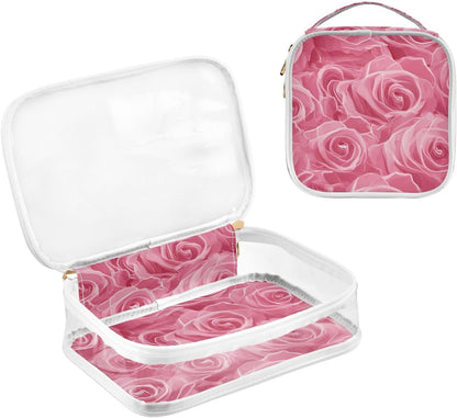 Clear Makeup Bag Approved Clear Travel Toiletry Bag with Zipper Waterproof Organizer Bags Transparent Cosmetic Pouch Traveling 2Pack Tile Color - Colors C