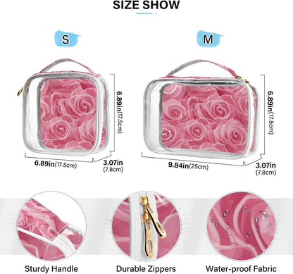 Clear Makeup Bag Approved Clear Travel Toiletry Bag with Zipper Waterproof Organizer Bags Transparent Cosmetic Pouch Traveling 2Pack Tile Color - Colors C