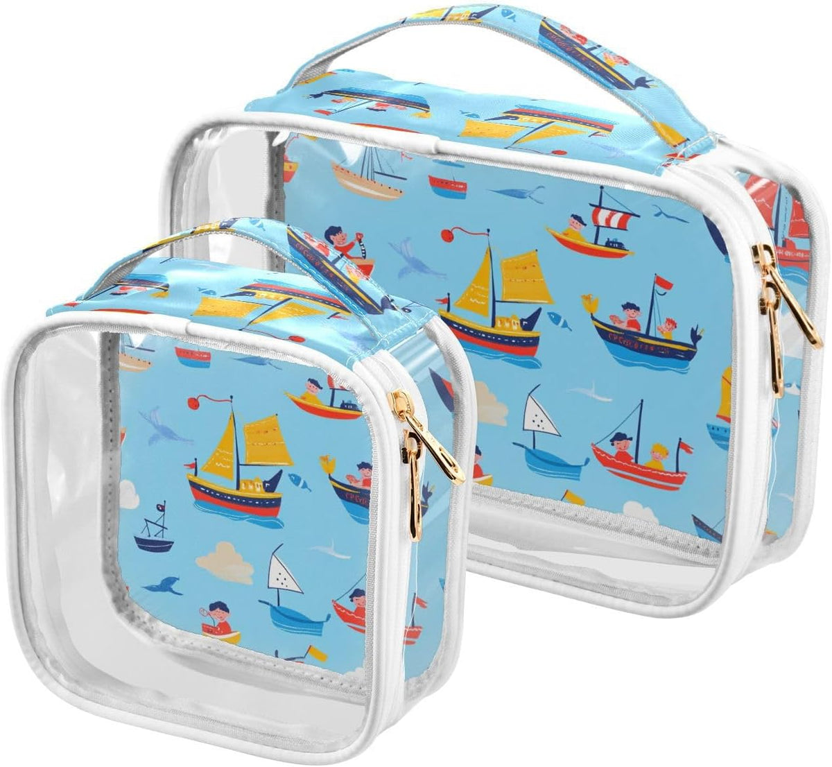 Clear Makeup Bag Approved Clear Travel Toiletry Bag with Zipper Waterproof Organizer Bags Transparent Cosmetic Pouch Traveling 2Pack Tile Color - Colors C