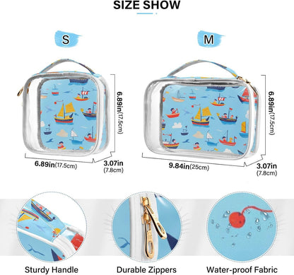 Clear Makeup Bag Approved Clear Travel Toiletry Bag with Zipper Waterproof Organizer Bags Transparent Cosmetic Pouch Traveling 2Pack Tile Color - Colors C