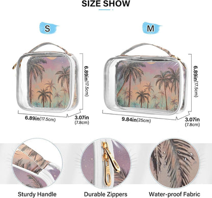 Clear Makeup Bag Approved Clear Travel Toiletry Bag with Zipper Waterproof Organizer Bags Transparent Cosmetic Pouch Traveling 2Pack Tile Color - Colors C