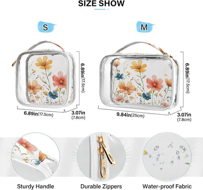 Clear Makeup Bag Approved Clear Travel Toiletry Bag with Zipper Waterproof Organizer Bags Transparent Cosmetic Pouch Traveling 2Pack Tile Color - Colors C